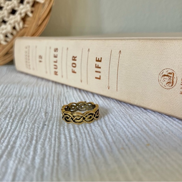 Gold Braid Pinkie Ring “Unity” 4 Celtic Knot Twist Minimal Classic - Picture 6 of 13